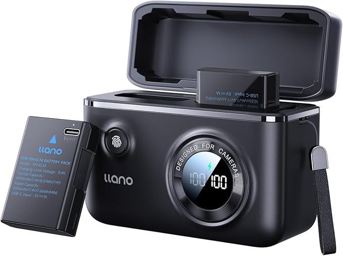 llano 2-Pack EN-EL14 EN-EL14a USB-C Batteries and 18W Fast Charger Set for Nikon