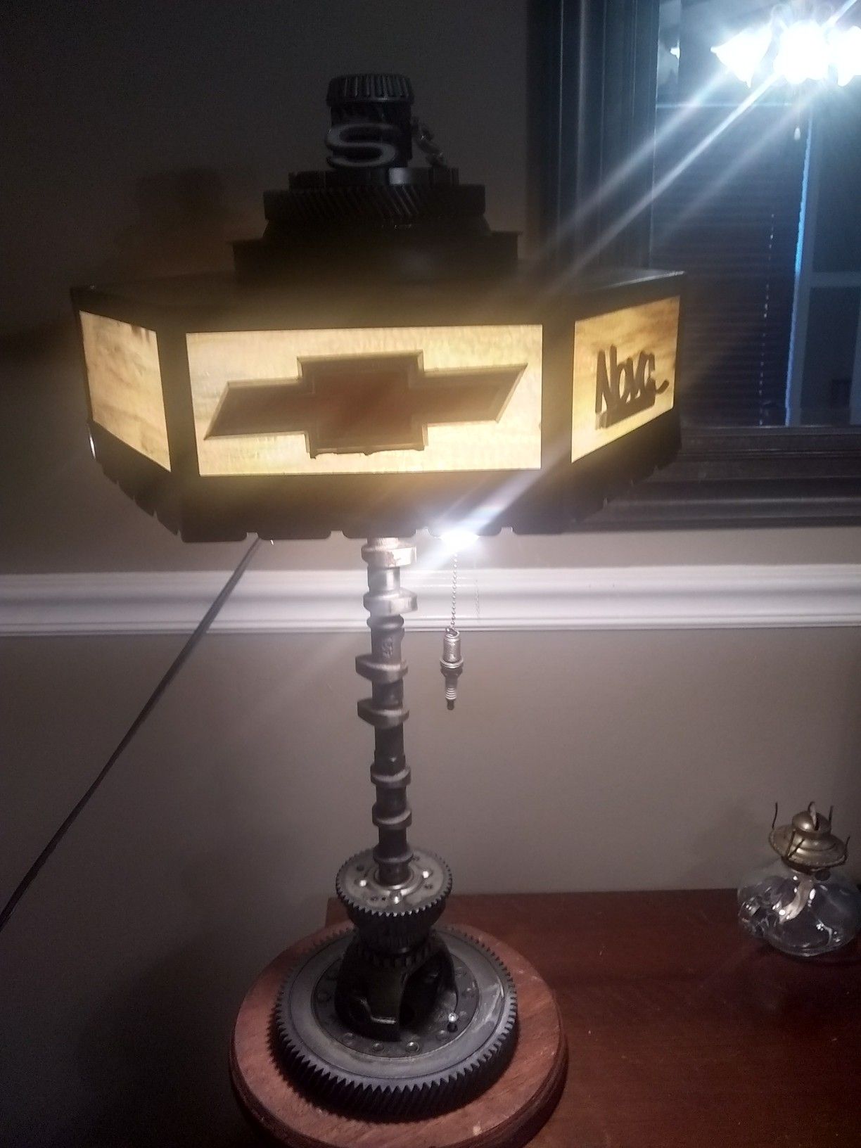 Auto part man lamp chevy themed