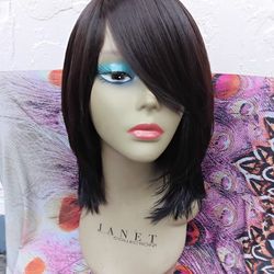 12" Remy Human Layered Bob Swoop Bang Glueless Hair Wig 