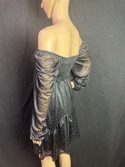 Black Glitter Off-Shoulder Mini Dress