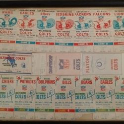 1969 & 1970 Baltimore Colts Ticket Stubs With Picture Frame 