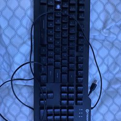 keyboard and small headset