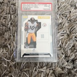 2007 Playoff NFL Playoffs Santonio Holmes Bonus Pack Gold PSA 10