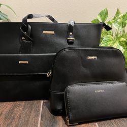 Black Purse, Clutch, & Wallet Set - Brand New