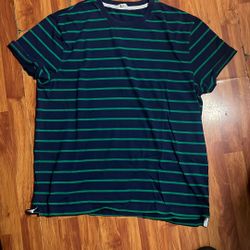 Blue and green striped shirt L
