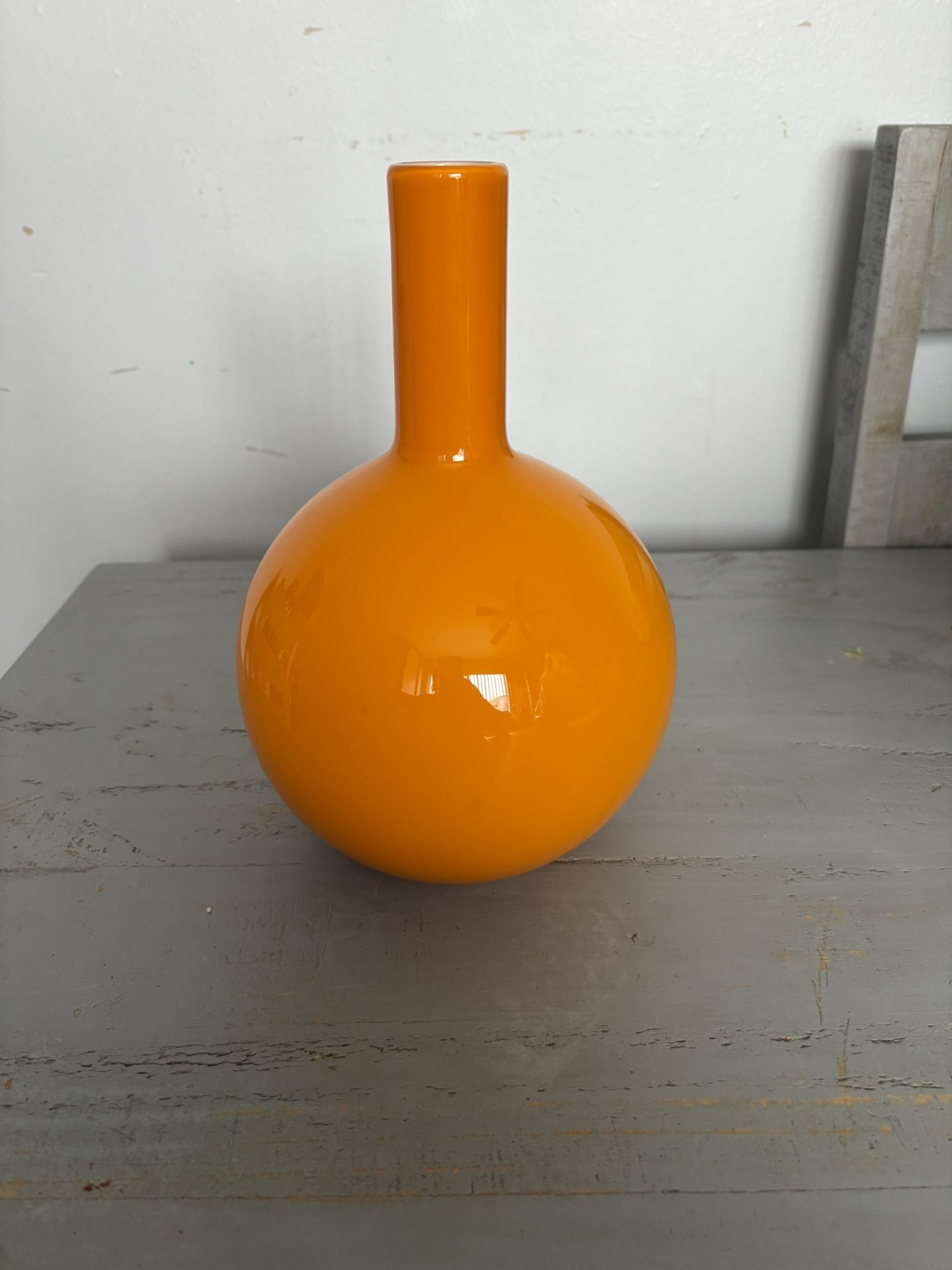 Large Brilliant Orange Modernist Vase