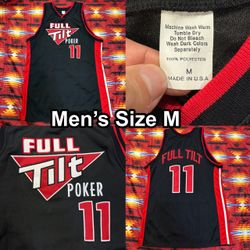Full Tilt Poker Basketball Black Red Jersey #11 Men’s Size Medium Stitched