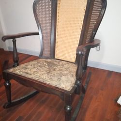 Beautiful Vintage Wingback Rocking Chair 