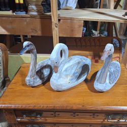 SET OF 3 HAND-CARVED BIRD DECOYS 