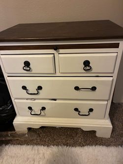 White Wood end table with Dark Wood Top