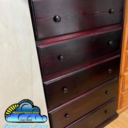 Dark Cherry Double Knobs Jumbo 5 Drawer Dresser- Mueble Cajonera Cinco Cajones 