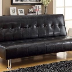 💥💥Brand New Black Leather Futon Sofa Sleeper💥💥