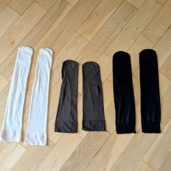 Set Of 3 (Black, Brown, Beige) - 18 mmHg Knee High Sheer Compression for Women, Closed Toe, Breathable Fabric. length 18 inches Athletic Fatigue Relie