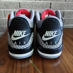 Jordan 3 Black Cement size 9 new , left shoe back tab faded