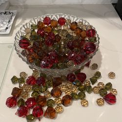  2lbs of Assorted Colors Crystal Faceted Plastic Beads (Bowl not included)