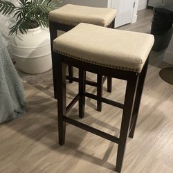 2 High Wood Stools
