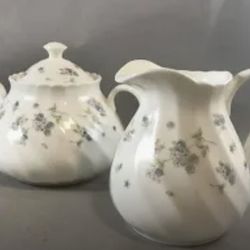 Wedgewood China April Flowers, Creamer And Sugar Bowl 