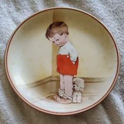 Davenport Pottery "Thank God For Fido" Plate #5386A Silver Linings Collection by Mabel Lucie Atwell One Of A (4) Plate Set