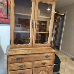 70s Buffet With Hutch Two Pieces Glass Doors 