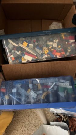 Legos small pieces two shoeboxes full