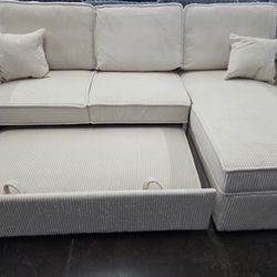 Reversible corduroy sectional with pullout bed