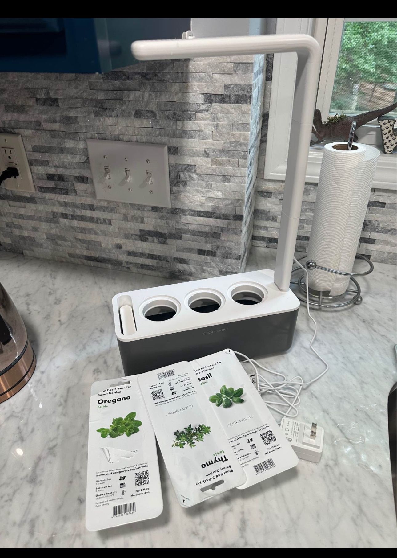 Click & Grow Indoor Herb Garden Kit w/ Thyme Oregano & Basil $140 value