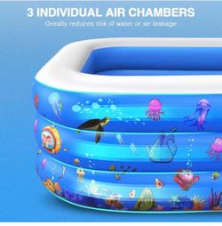 Family Inflatable Swimming Pool, 118" X 69" X 21" Full-Sized, Lounge Pool for Kids, Adult, Toddlers for Ages 6+, Outdoor, Garden, Backyard, Summer Wat