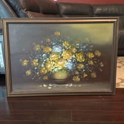 Large Antique Mid Century Original Oil Canvass Painting Signed - 
