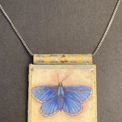 Designer DIANE KLINE- WEARABLE ART STERLING SILVER " BUTTERFLY" PENDANT NECKLACE/ MATCHING BOX