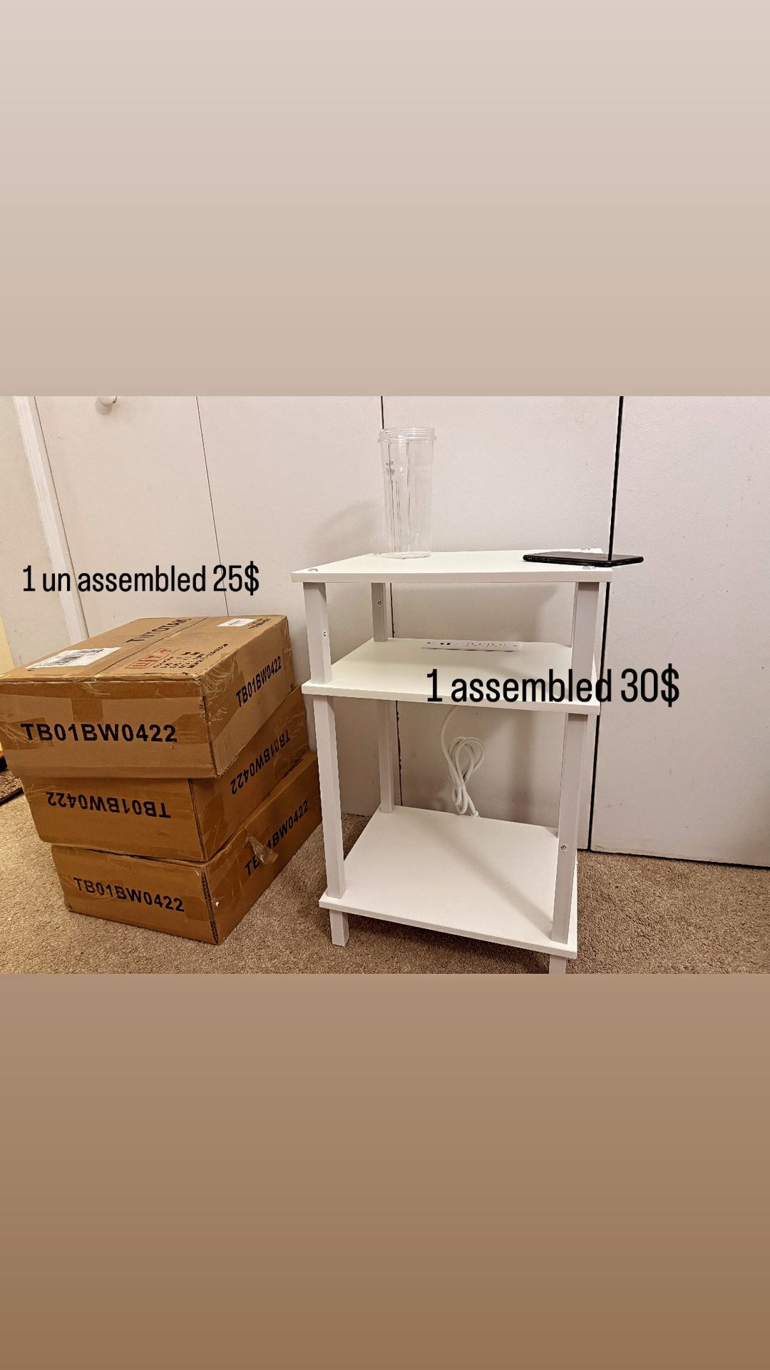 1 End Table with Charging Station, Side Table with USB Ports and Outlets, Nightstand, 3-Tier Storage Shelf, Sofa Table for Small Space 11.8"D x 15"W