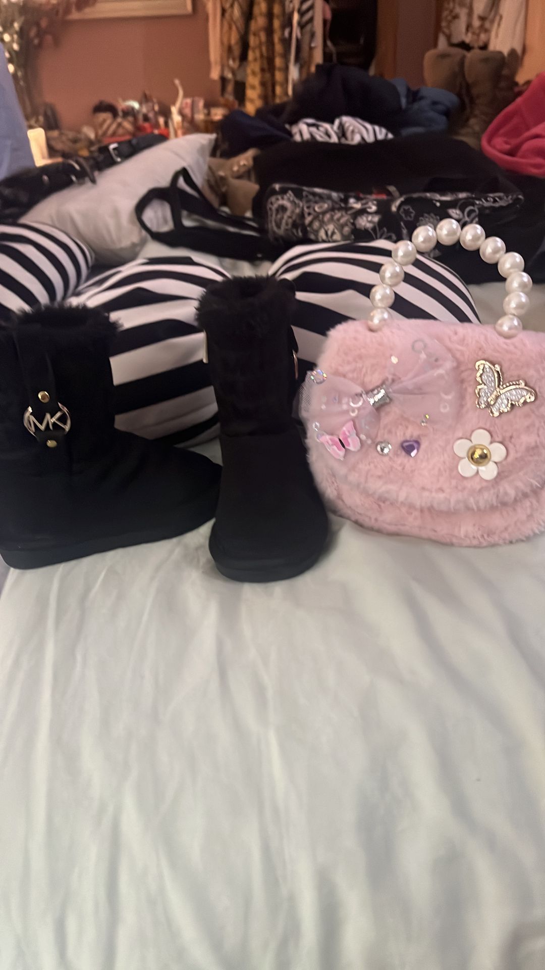 MK Boots and Pink Purse