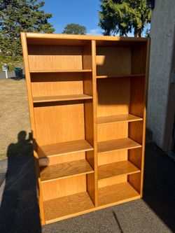 Oak Bookcase, 8 Adjustable Shelves, Delivery