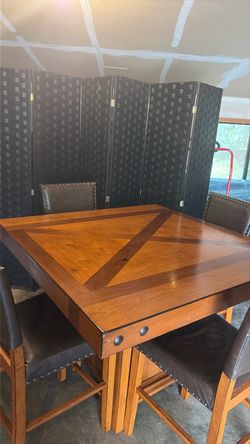 Wood Dining Table with 6 Chairs