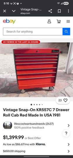 Vintage Snap On Tool Chest 7 Drawers 