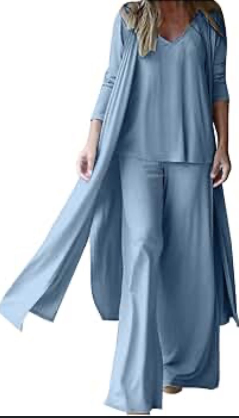 Rachel Ashwell luxury pajama set 3 piece size L light blue