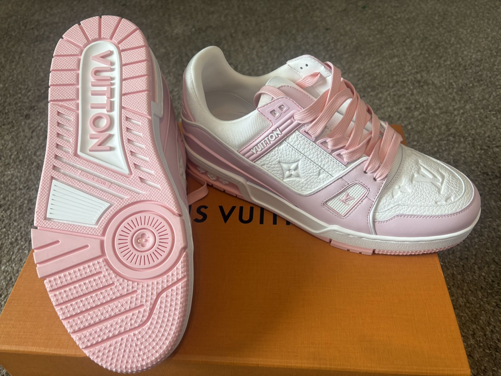 Pink LV Trainer Sneakers