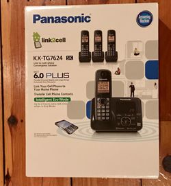 Panasonic KX-TG7624SK Dect 6.0 Link-to-Cell Bluetooth Cordless Phone with 4-Handset