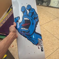Santa Cruz White Screaming Hand 8.25” Skate Deck