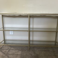 Gold Glass Console Tables (2)
