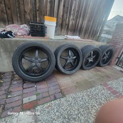 TYFUN brand 4 Used Tires with Black Alloyed Chrome Rims 305/35 R24 XL 112V~