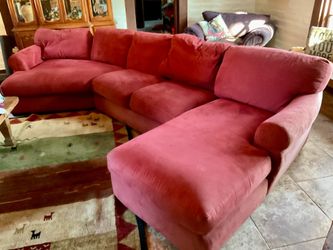 Red Microsuede Sectional Couch