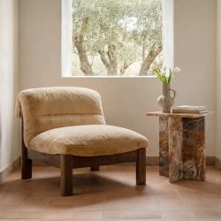 Pierce Beige/Brown Faux Fur Accent Chair