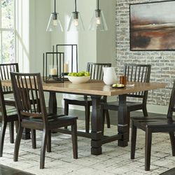 Charterton - Two-tone Brown - 7 Pc. - Rectangular Dining Table, 6 Side Chairs
