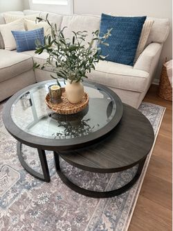 Leo 2 piece glass nesting coffee table set