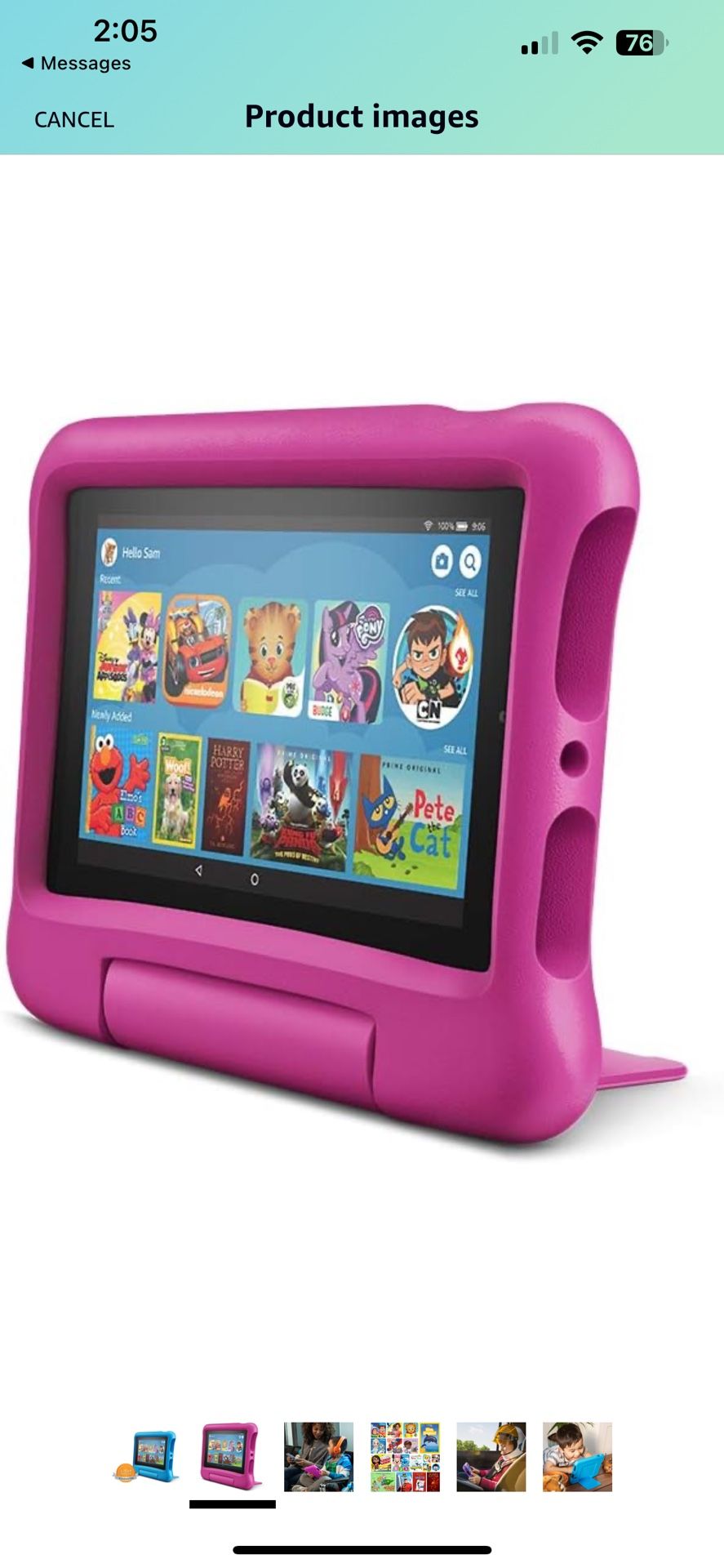 Fire 7 Kids tablet, 7" Display, ages 3-7, 16 GB, (2019 release), Pink Kid-Proof Case