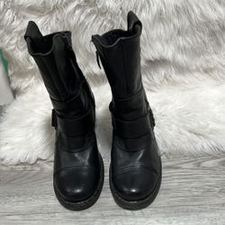 Harley Davidson Boulder Black Leather Heeled Motorcycle Boots Shoes, size 6 