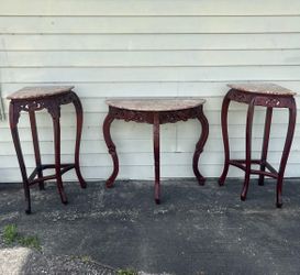 Set of 3 marble top entry table