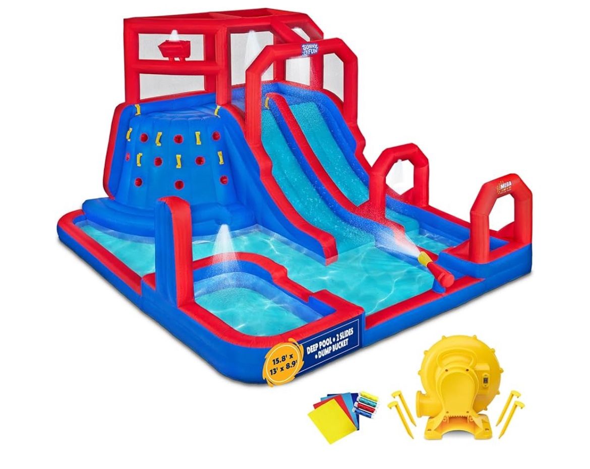 TWO Inflatable Water Slides – Bounce House & Pool – Great Condition!