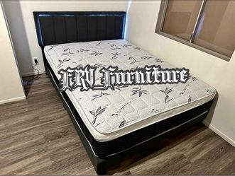 New queen bed frame with mattress
