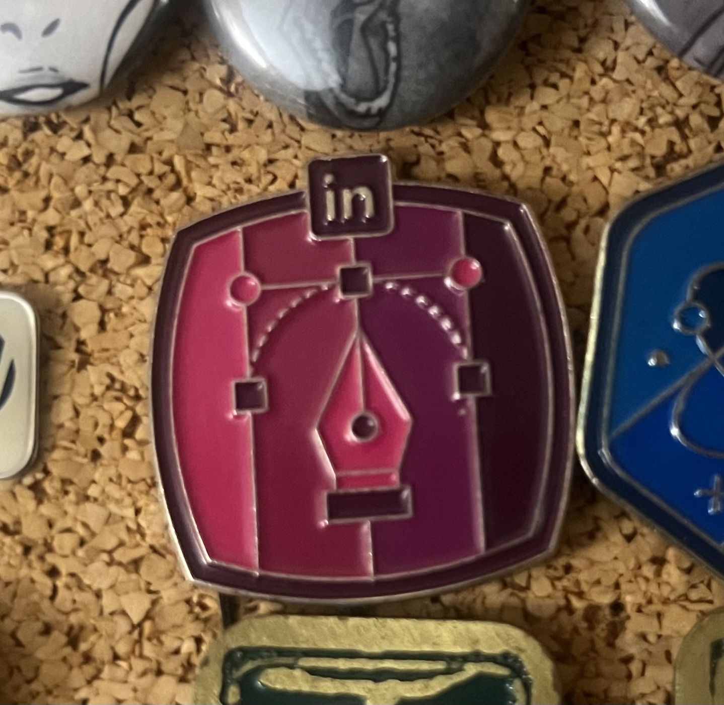 LinkedIn Pink Enamel Art Pin 1 Inch